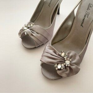 Lulu Townsend Satin Silver Heels Size 7
